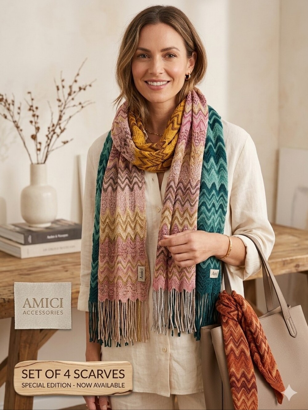 AMICI ACCESSORIES Set Of 4 Scarfs